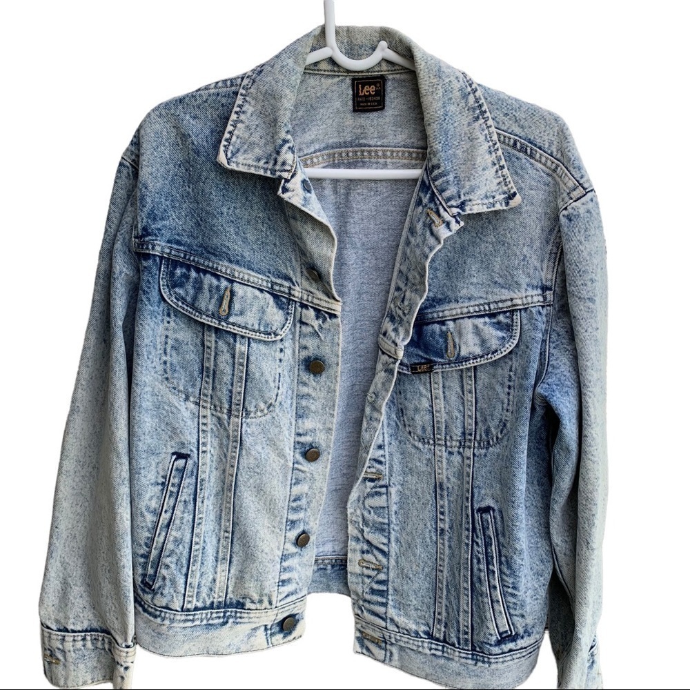 Vintage Lee Denim Trucker Jean Jacket Acid Wash